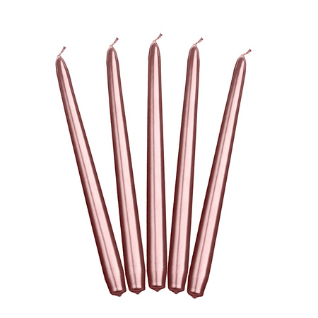 10x pieces Rose golden taper candles 24 cm