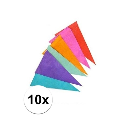 10x Multicoloured paper bunting 10 meter