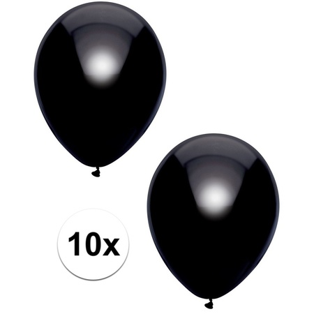 10x Black metallic balloons 30 cm
