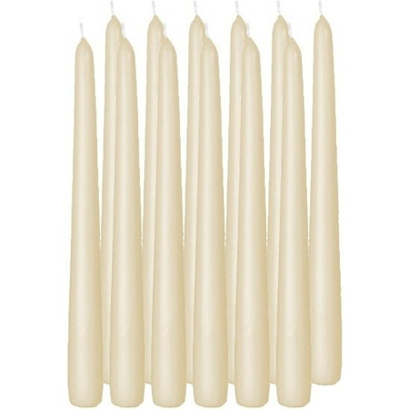 12x Cream white dining candles 25 cm 8 hours