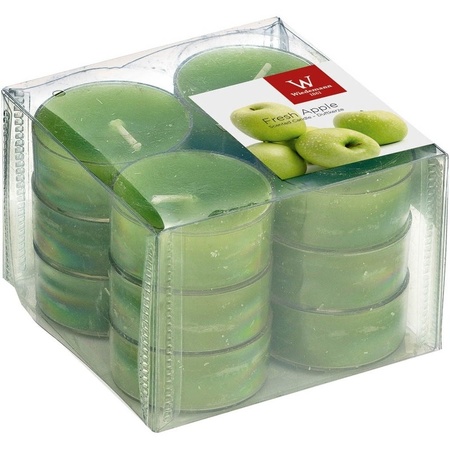 12x Scented tealights candles apple/green 4 hours