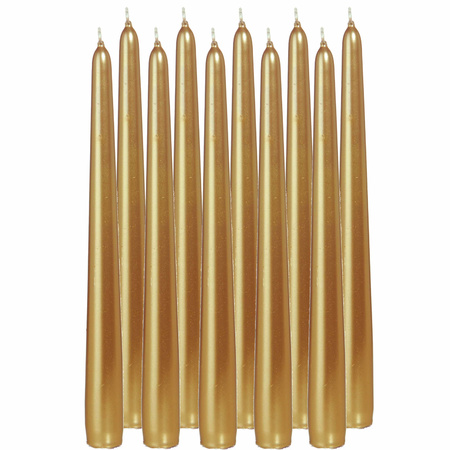 12x Gold dining candles 25 cm 8 hours
