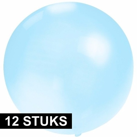 12x Ronde ballon baby blauw 60 cm voor helium of lucht