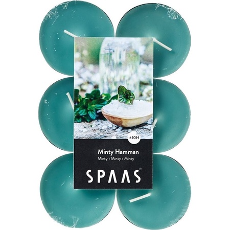 12x Maxi scented tealights candles Minty Hammam/mint green 10 ho