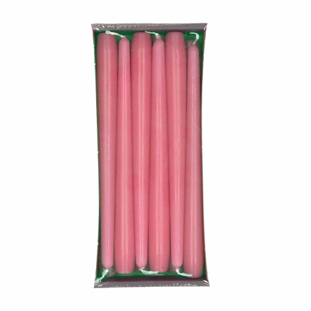 12x old pink dining candles 25 cm 8 hours