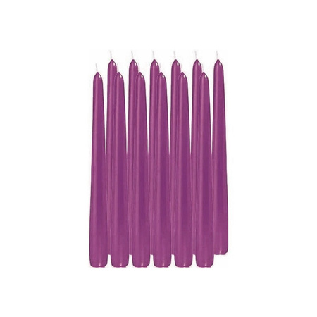 12x Purple dining candles 25 cm 8 hours