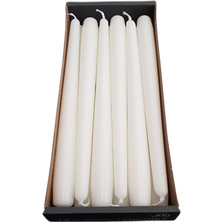 12x White dining candles 25 cm 8 hours