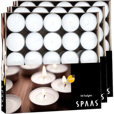 150x White tealights candles 4.5 hours in box