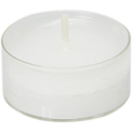 18x Scented tealights candles lemon grass/white 4 cm 7 hours