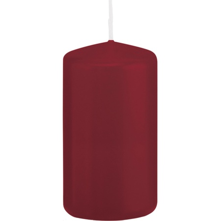 Set of 6x cylinder candles darkred 8 and 12 cm