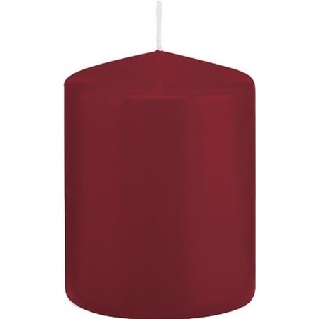 Set of 2x cylinder candles darkred 8 and 12 cm