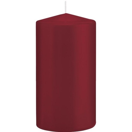 Trend candles cylinder candles with glass base - Set of 2x - darkred 8 x 15 cm