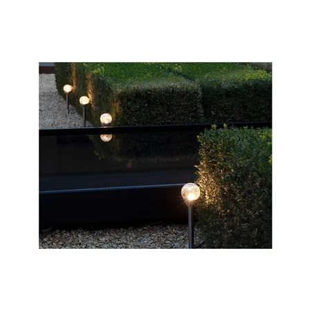 1x Buiten/tuin LED zilveren stekers solar verlichting 30 cm ronde bol