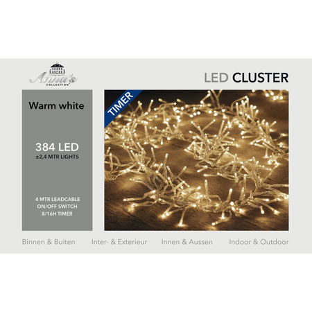 1x Christmas clusterlights timer 384 warm white lights