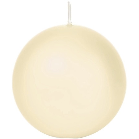 1x Cream white sphere/ball candle 7 cm 16 hours