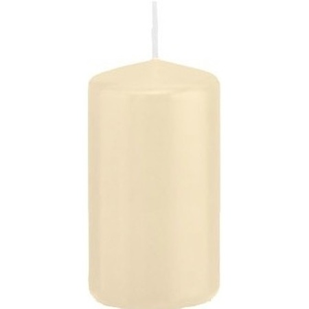 Set  of 3x cylinder candles cream white 8-10-12 cm
