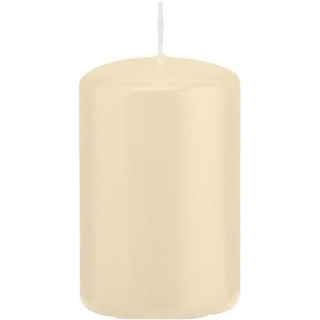 1x Cream white cylinder candle 5 x 8 cm 18 hours