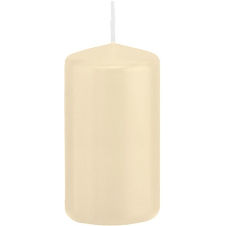 Set of 2x cylinder candles cream white 8 and 12 cm