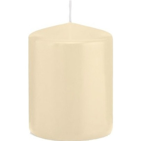 Set of 4x cylinder candles cream white 8 and 12 cm