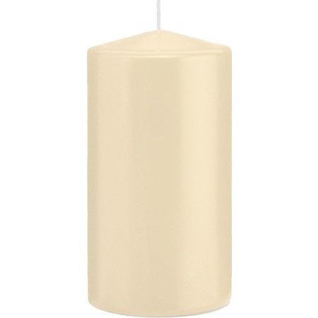 Trend Candles - Stompkaarsen met glazen onderzetters set van 2x stuks - creme wit 8 x 15 cm