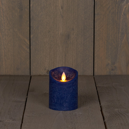 1x Dark blue LED candle with moving flame 10 cm