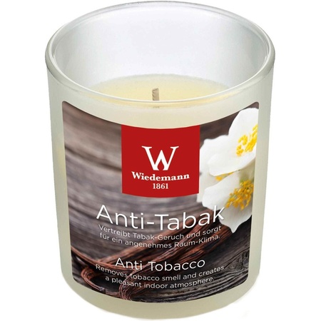 1x Scented candle vanilla/anti tobacco in glass holder 25 hours
