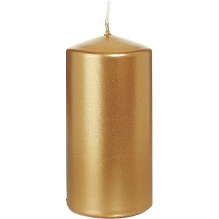 Trend Candles - Stompkaarsen met glazen onderzetters set van 2x stuks - goud metallic 6 x 12 cm