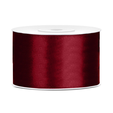 Set of 2x pieces decoration ribbons - gold and darkred - 38 mm x 25 meters