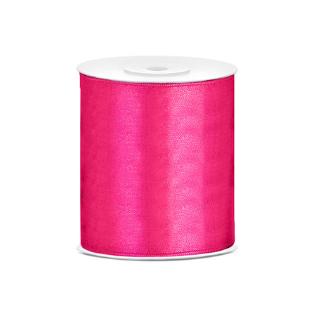 2x rolls hobby decoration satin ribbon baby pink-hot pink 10 cm x 25 meters