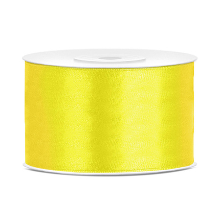 Set of 2x pieces decoration ribbons - yellow and green - 38 mm x 25 meters