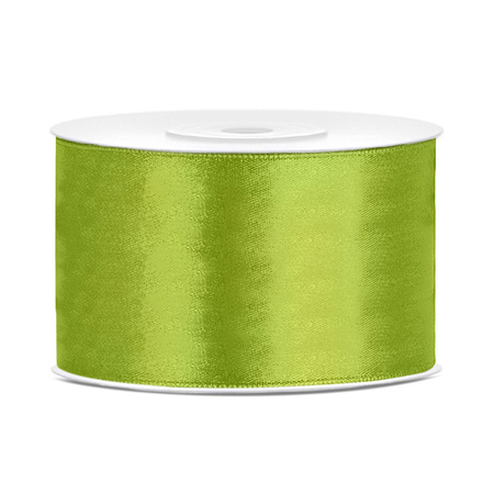Set of 2x pieces decoration ribbons - yellow and green - 38 mm x 25 meters