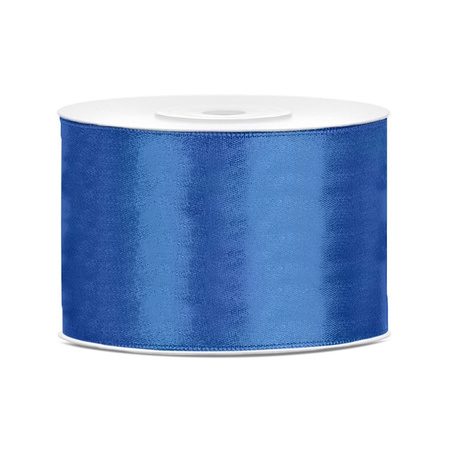 1x Hobby/decoration royal blue satin ribbon 5 cm/50 mm x 25 meters