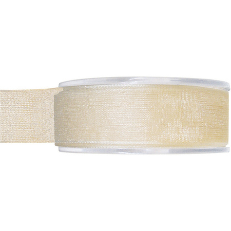 1x Hobby/decoration ivory white organza ribbons 2,5 cm/25 mm x 20 meters