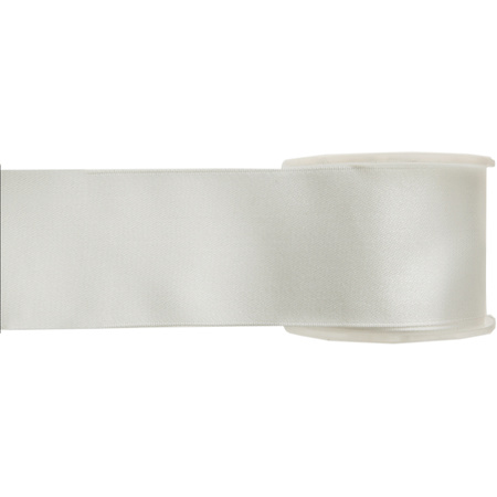 1x Hobby/decoration ivory white satin ribbons 2,5 cm/25 mm x 25 meters