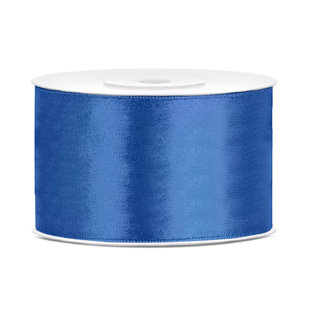 Set of 2x pieces decoration ribbons - yellow and blue - 38 mm x 25 meters