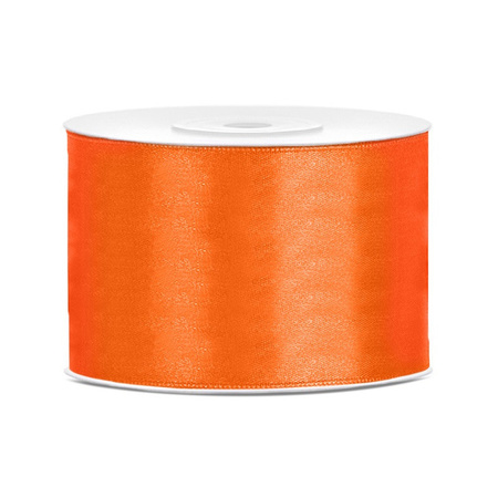 1x Hobby/decoration orange satin ribbon 5 cm/50 mm x 25 meters