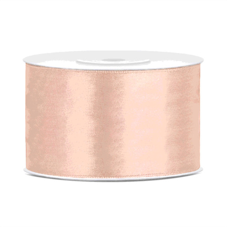 Set of 2x pieces decoration ribbons - gold and salmon pink - 38 mm x 25 meters