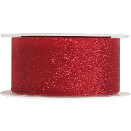 1x Hobby/decoration red ribbons with glitters 3 cm/30 mm x 5 meter