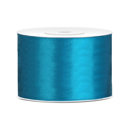 1x Hobby/decoration turquoise satin ribbon 5 cm/50 mm x 25 meters