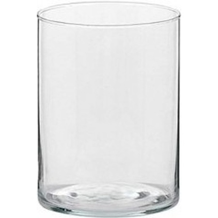 1x Tall tealight/candle holder glass 5,5 x 6,5 cm