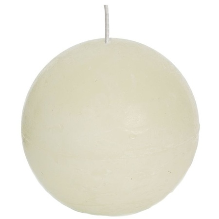1x Ivory rustic sphere/ball candle 8 cm 24 hours