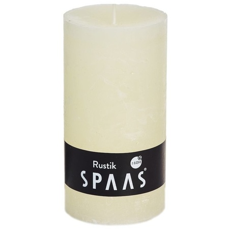 3x Ivory white/taupe rustic cylinder candles set