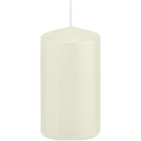 Set  of 3x cylinder candles ivory white 8-10-12 cm