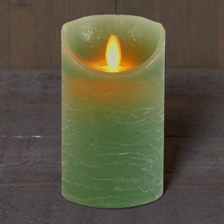 1x Jade groene LED kaarsen / stompkaarsen met bewegende vlam 12,5