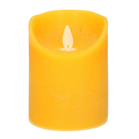 LED candles - set 3x - ochre yellow - H10, H12,5 and H15 cm - flickering flame