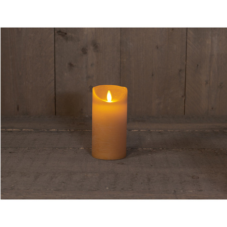 LED candles - set 3x - ochre yellow - H10, H12,5 and H15 cm - flickering flame