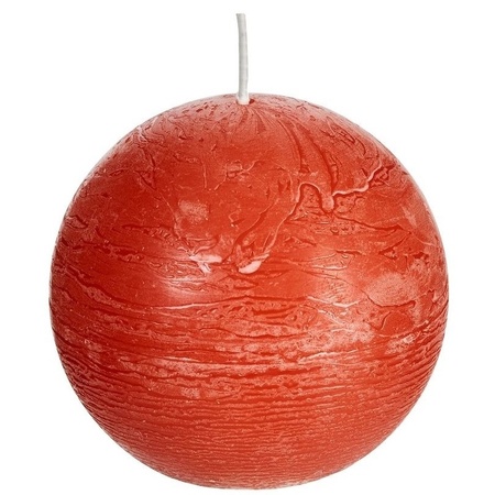 1x Orange rustic sphere/ball candle 8 cm 24 hours