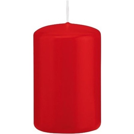 Set of 3x cylinder candles red 8-10-12 cm