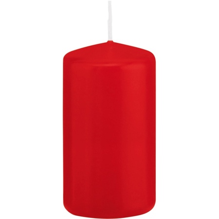 Set of 3x cylinder candles red 10-12-15 cm