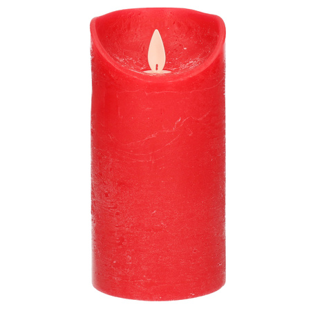 1x Red LED candle with moving flame 15 cm 
